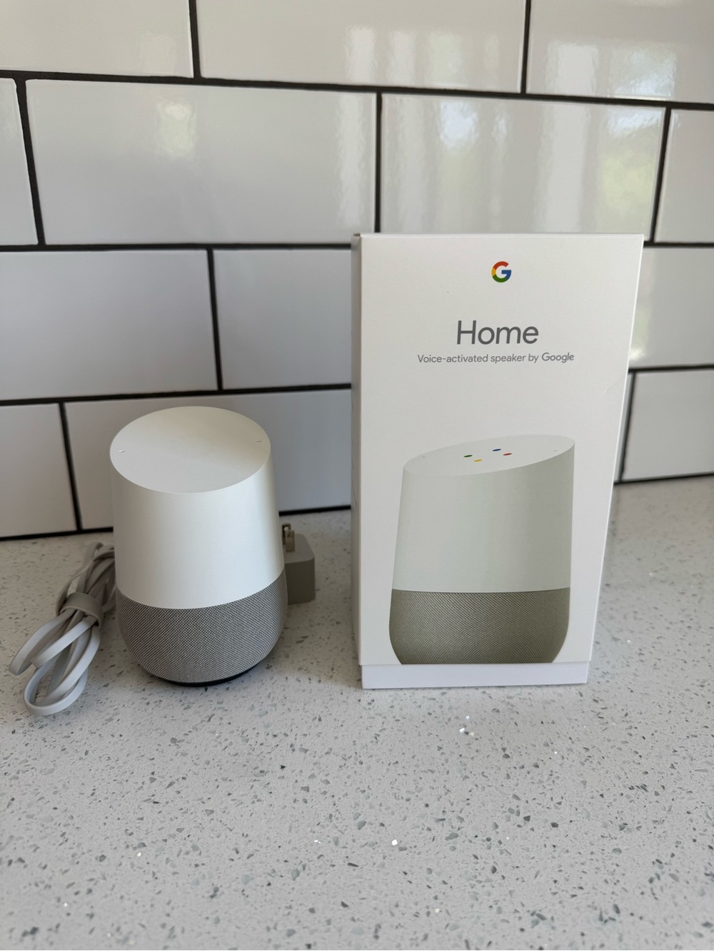 Google Home Voice-Activated Smart Speaker – White – Google Assistant  EUC
